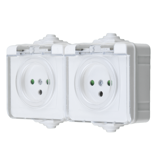 Контакт двоен с прозрачен капак, IP54