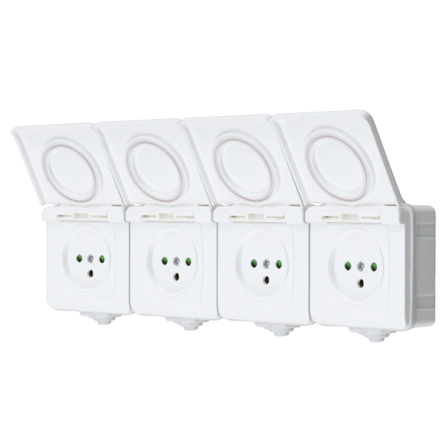 Контакт четвоен с бял капак, IP54